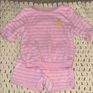 Carter's Pink and White Striped terry short set